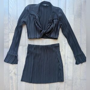 Missguided Black Pleated Mini Skirt Set